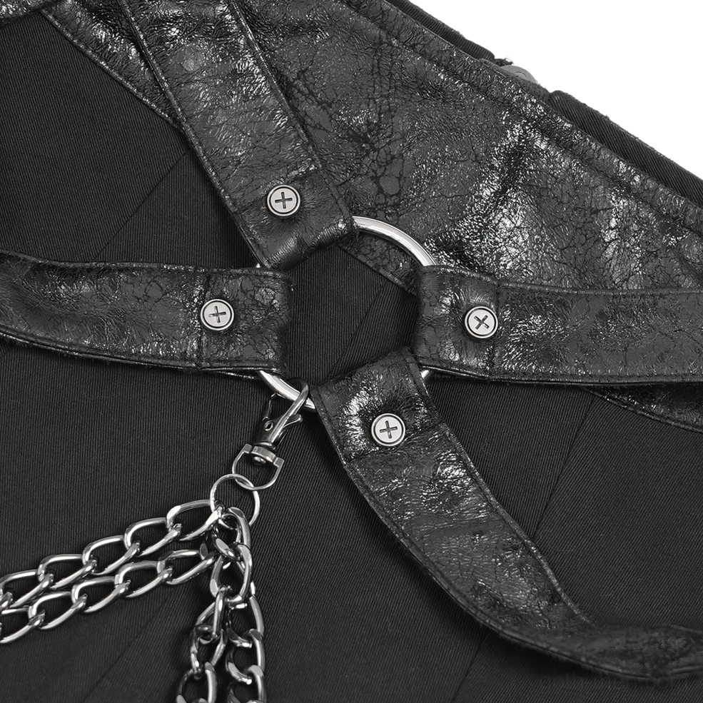 Gothic chain skirt construction detail showing metal eyelets and zipper line integration