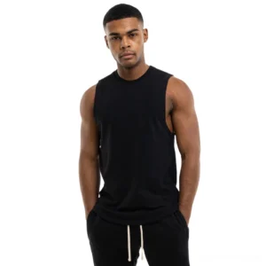 Black gothic men's sleeveless tank top front view crew neck relaxed fit