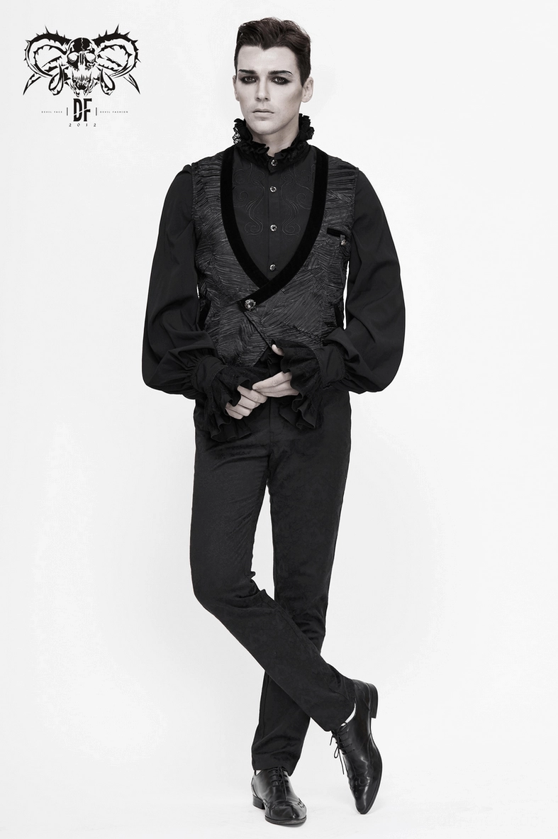 Gothic men's waistcoat size and fit comparison on different body types for accurate sizing