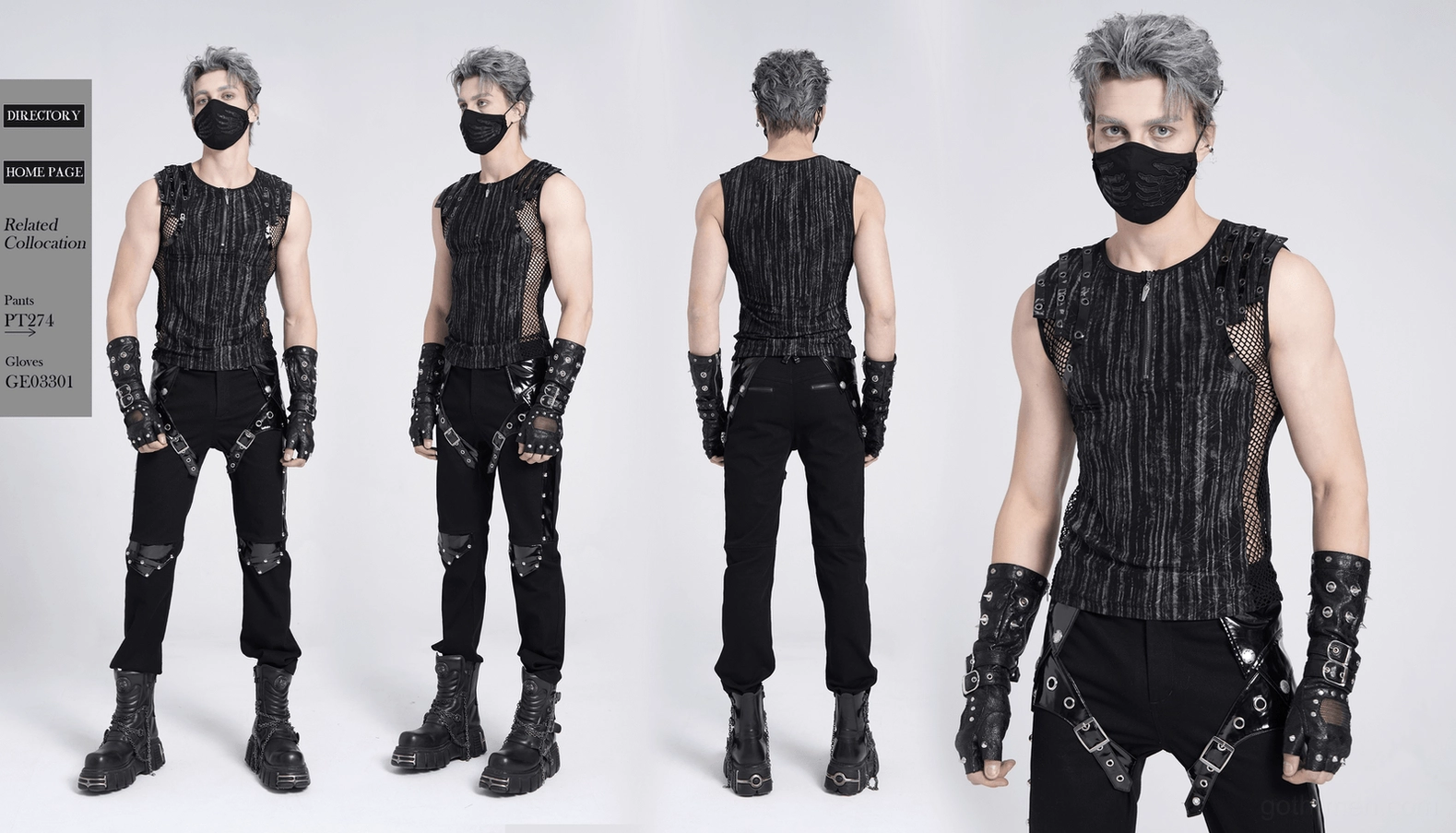 Product lifestyle shot of gothic sleeveless tank top showcasing versatility in contemporary alt-fashion context