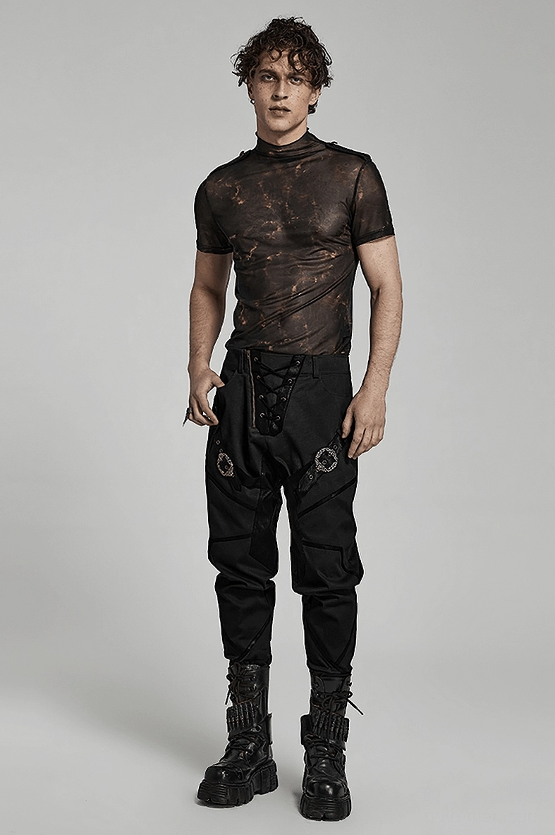 Gothic mesh tee with 3D lace shoulder alternative angle view