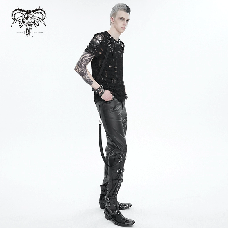 Gothic mesh t-shirt interior or construction detail showing seam quality, elastane fabric blend, and manufacturing craftsmanship
