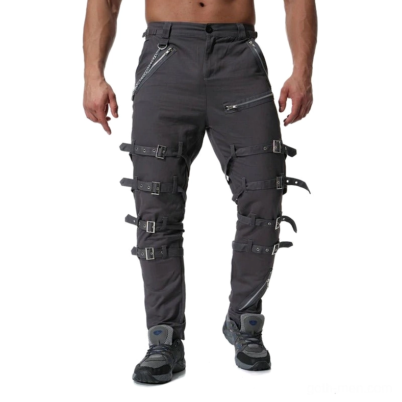 Gothic metal cargo pants main product view front side stance model wearing