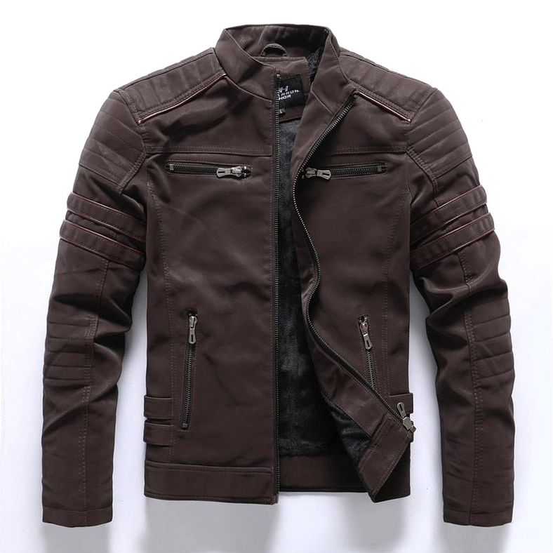 Gothic stand collar PU leather motorcycle jacket size chart and measurement guide for accurate fit selection