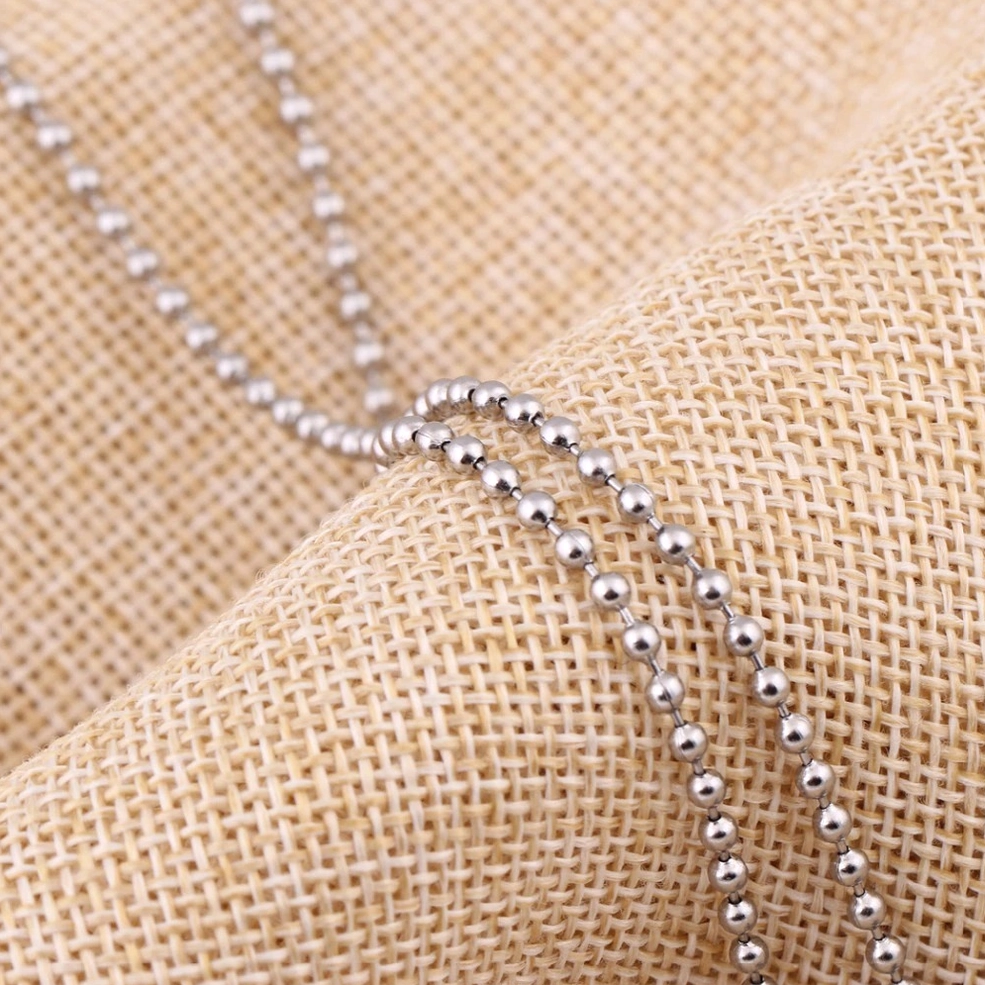 Beaded ball chain link gothic necklace stainless steel silver tone close-up