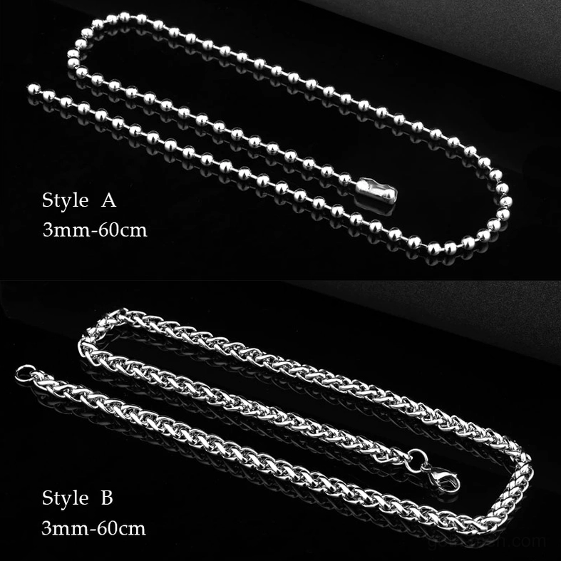 Style A and B stainless steel chains - 3mm width 60cm length - bead chain and curb chain options for gothic necklace