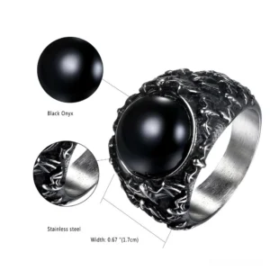 Gothic ring technical specifications diagram showing 16mm band width and measurement details