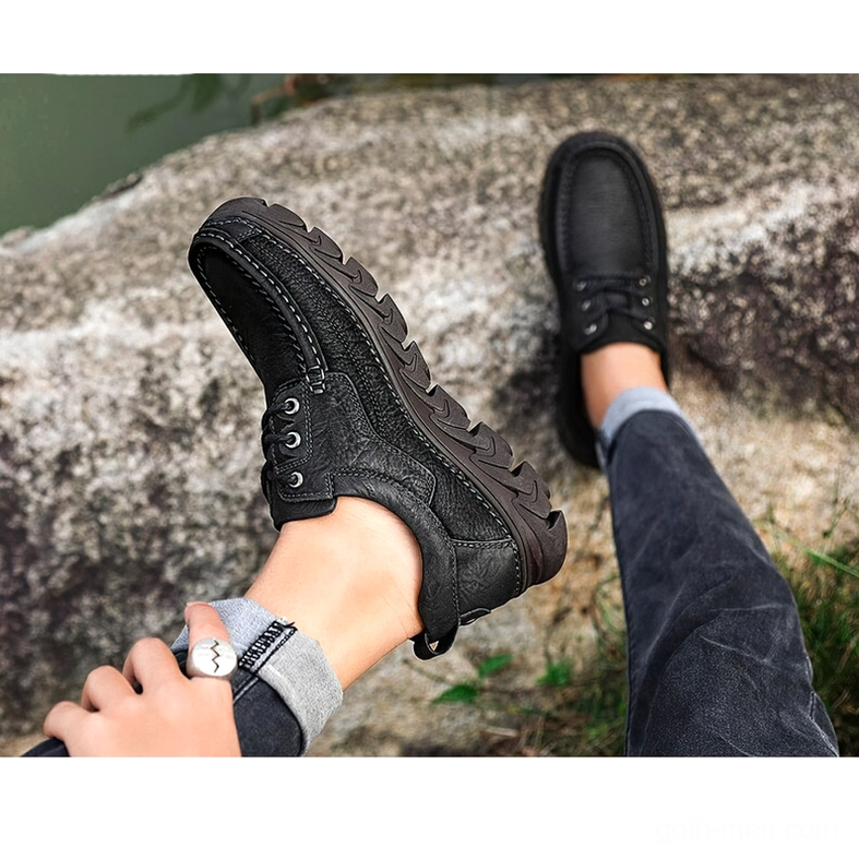 Premium genuine cow leather crinkle texture on gothic lace-up oxford