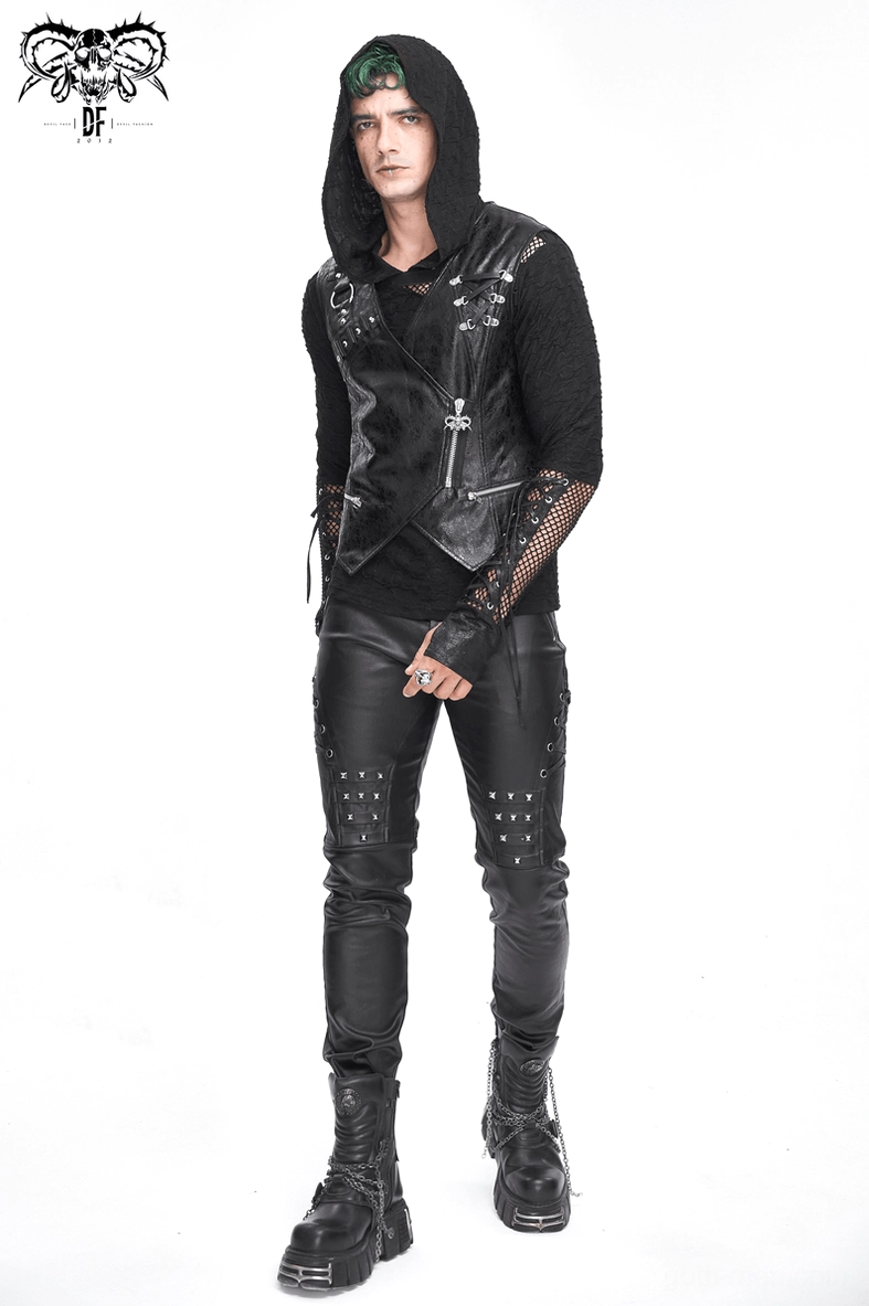 Black leather gothic biker pants showing alternative fashion styling option