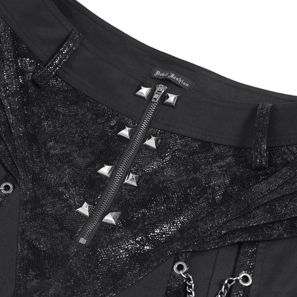 Black gothic wide leg pants with extended wing back pockets - back view