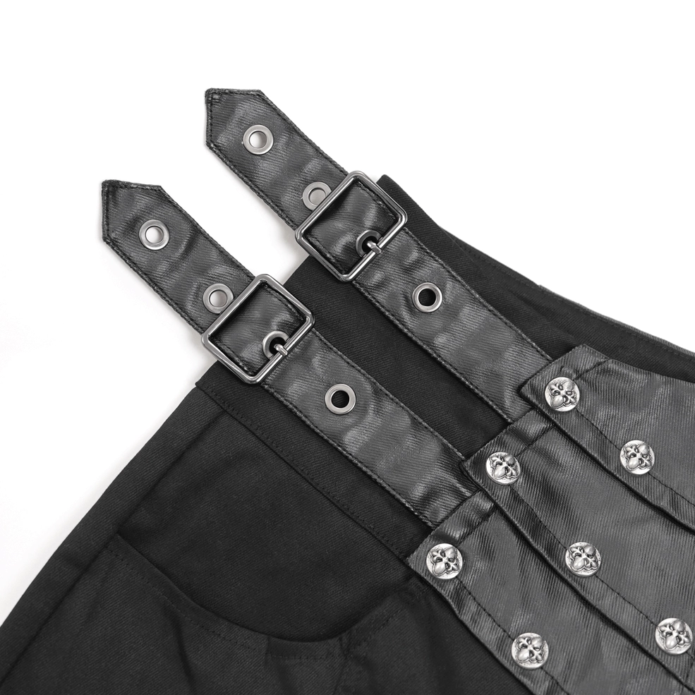 Gothic studded leather pants matte black fabric texture and quality showcase