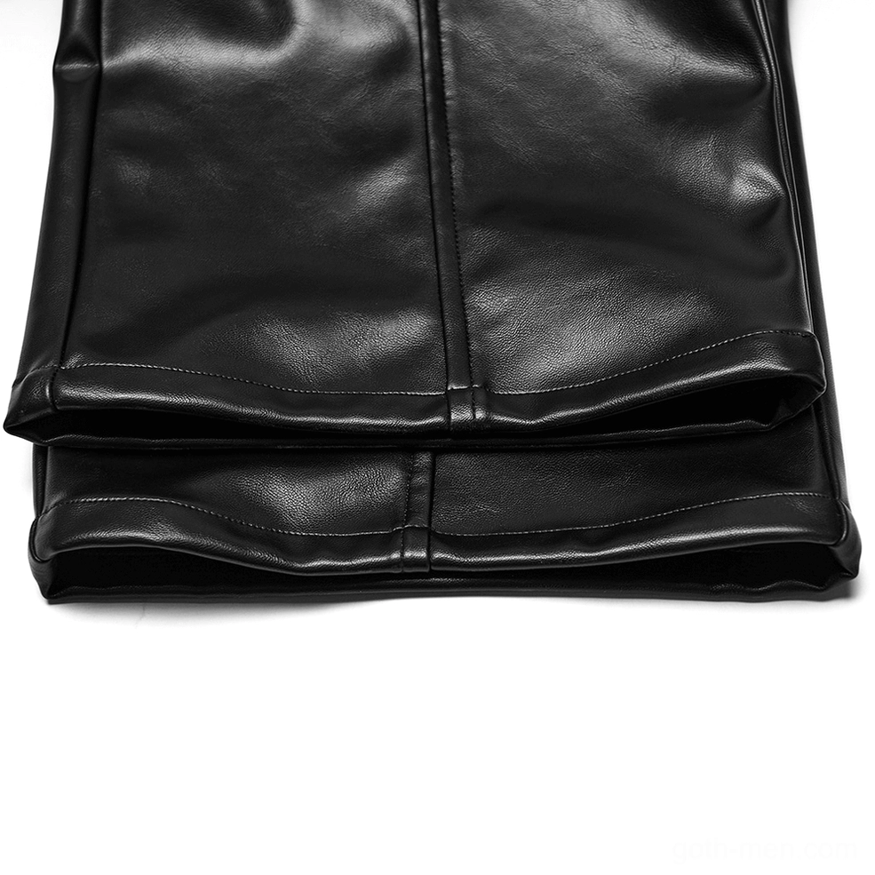 Close-up of double-stitched hem and folded faux leather cuff edges