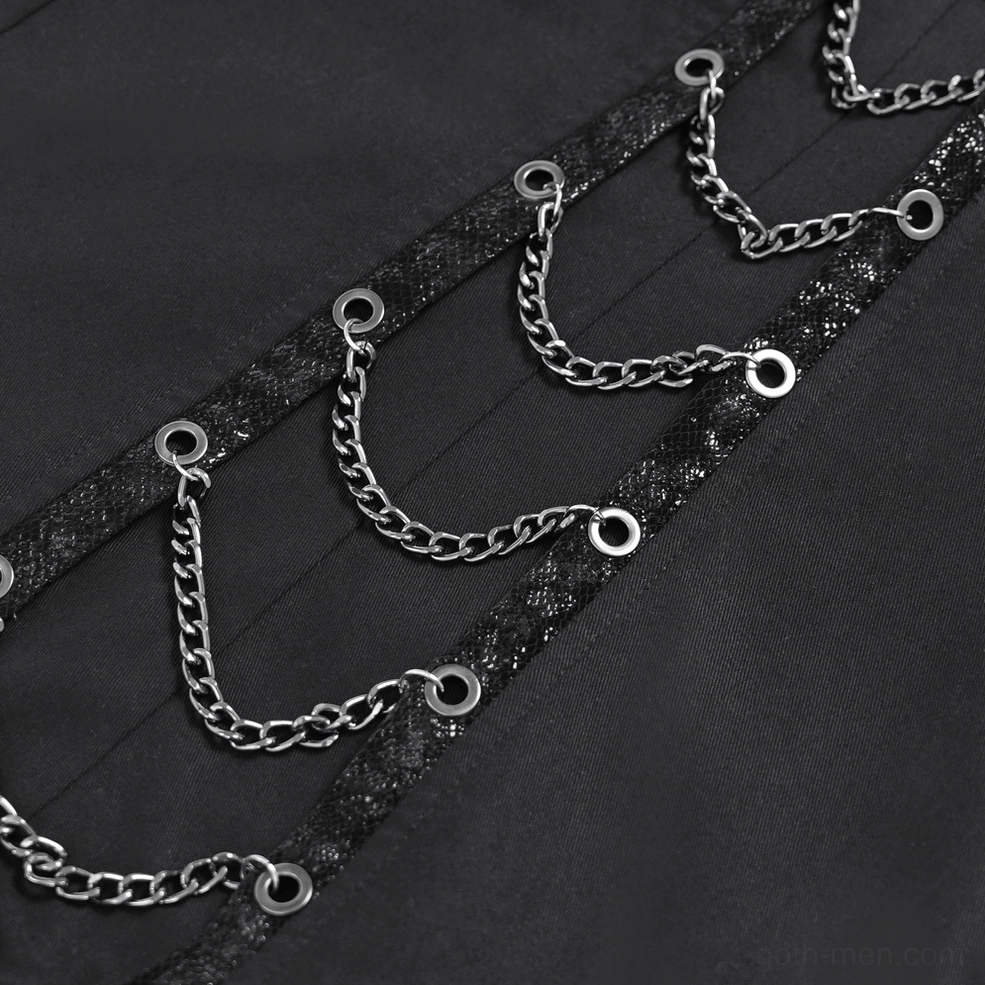 Black gothic wide leg pants layered wing hip panel with shimmering lace overlay - side detail