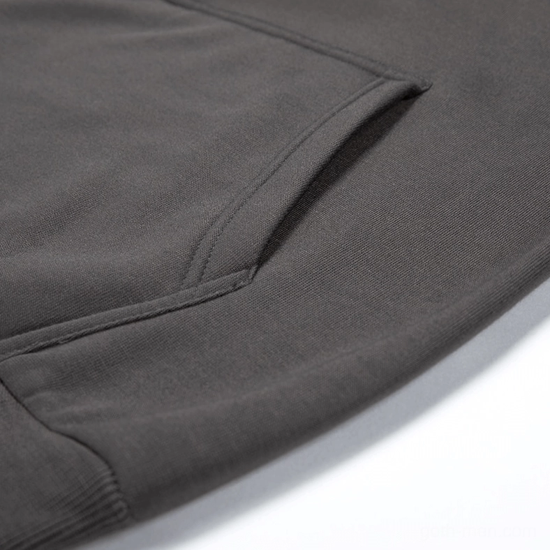 Fleece lining interior detail of patchwork gothic hoodie showing warmth and quality