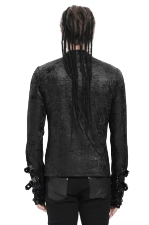 Gothic Chain and Pentagram Top - Back View Showing Mesh Cuff Design