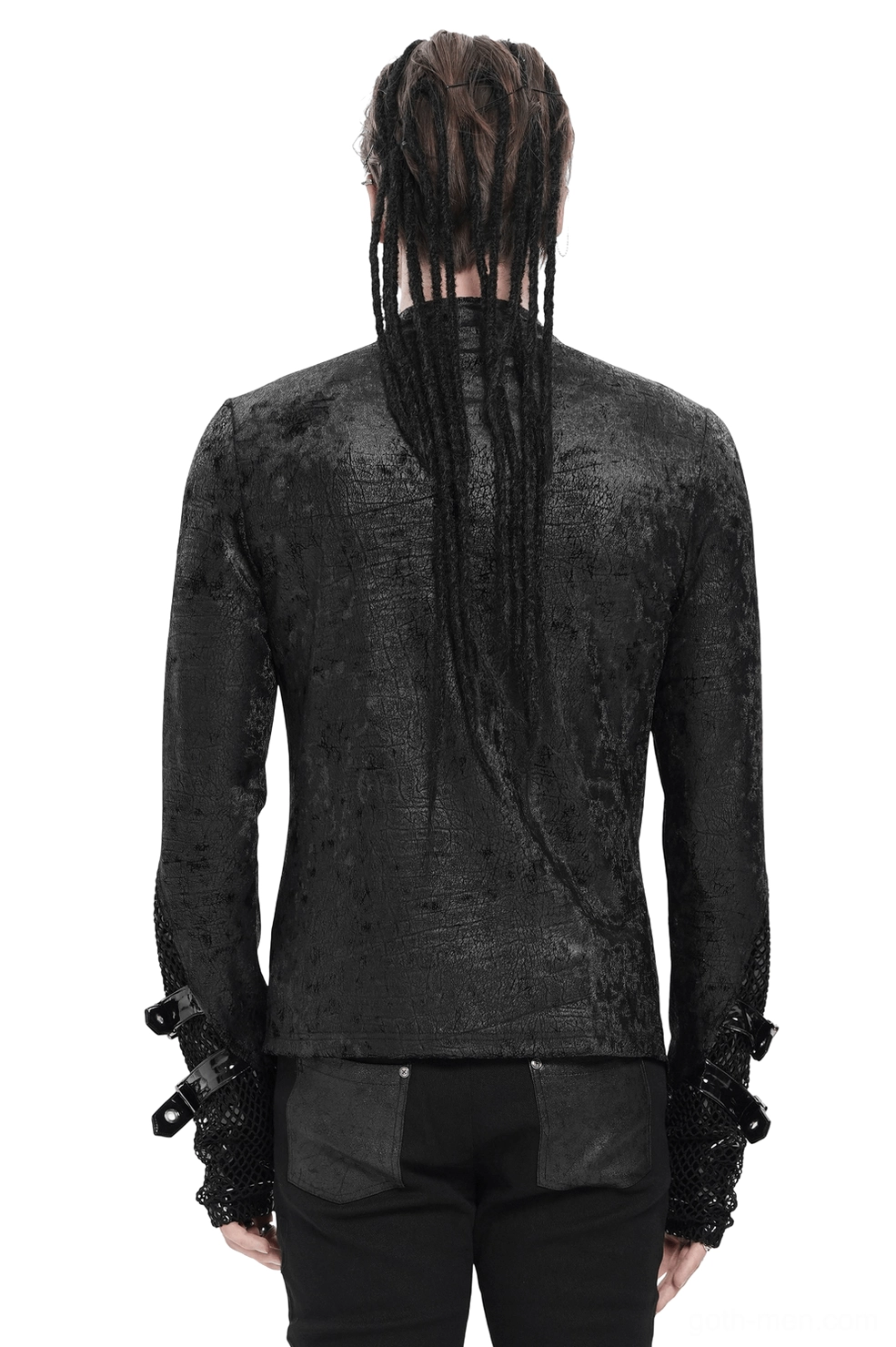 Gothic Chain and Pentagram Top - Back View Showing Mesh Cuff Design