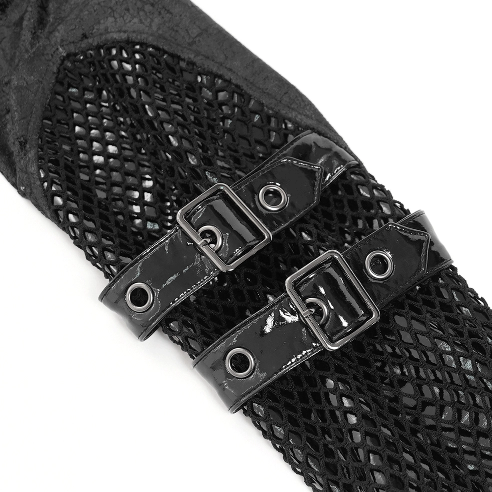 Gothic Pentagram and Chain Top - Front Lace-Up System Detail View