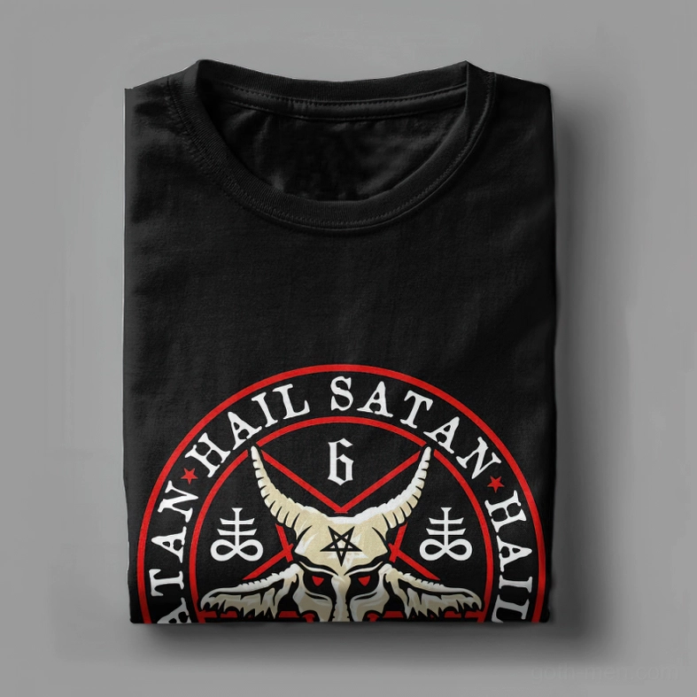 Gothic pentagram t-shirt styling guide - dark aesthetic fashion inspiration and outfit combinations