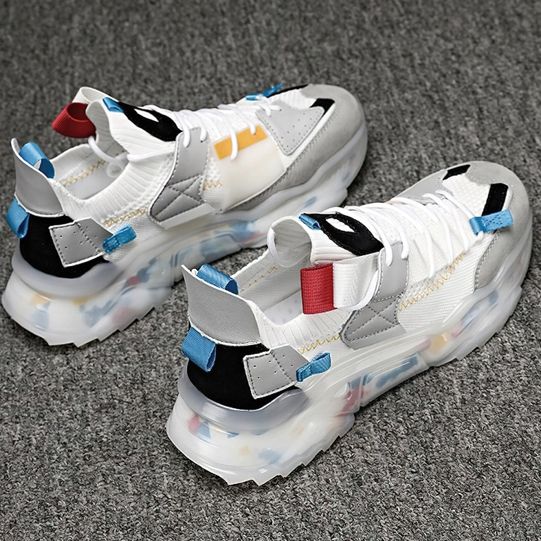 Gothic platform sneaker lace-up system with reinforced toe box and hard-wearing rubber outsole