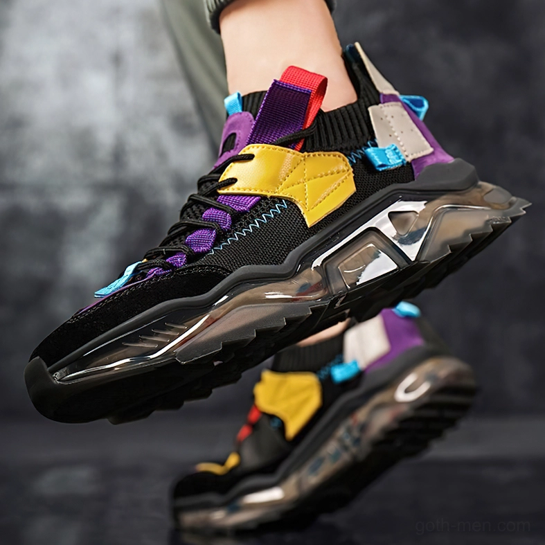 Gothic platform sneakers unisex breathable mesh upper multiple color options displayed