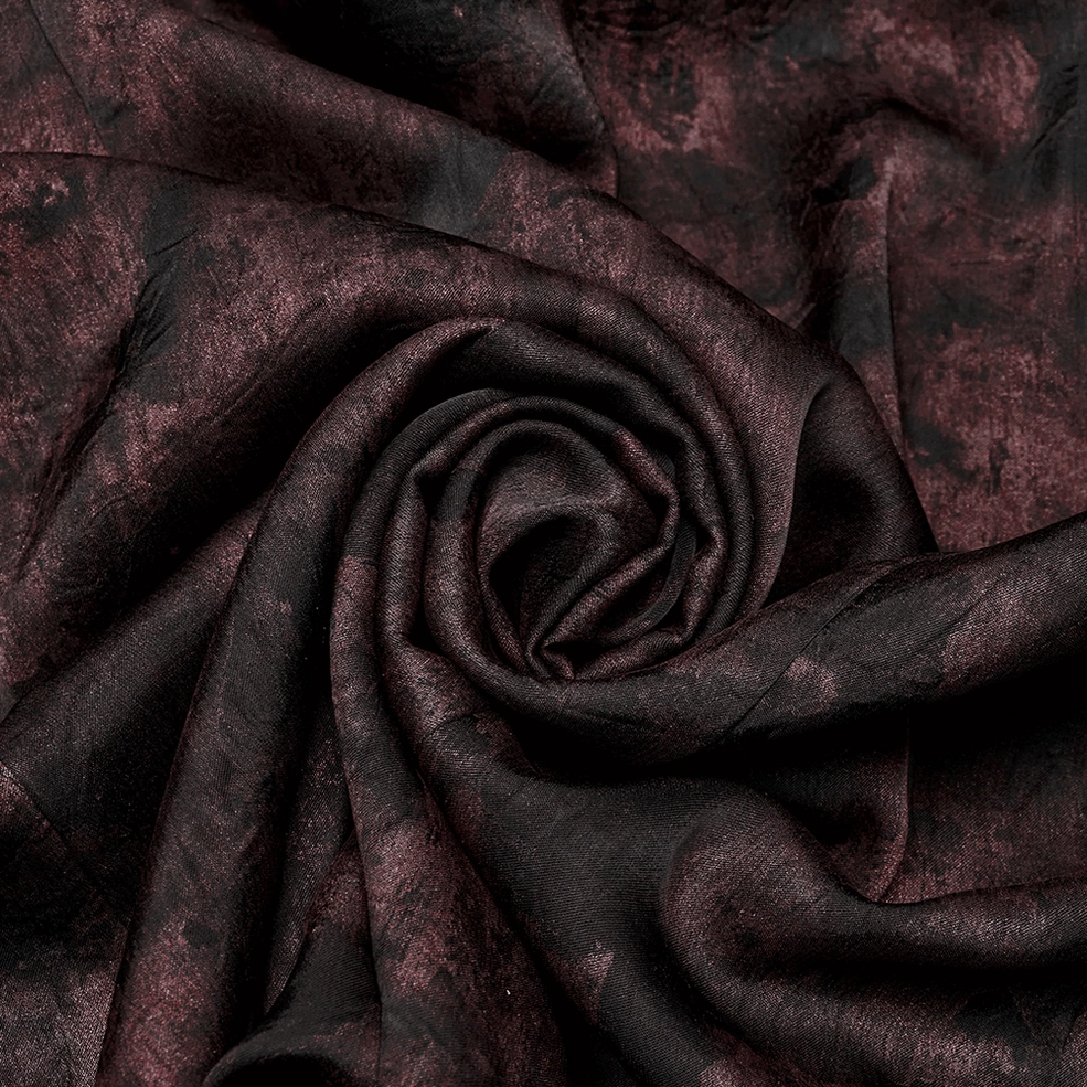 Alternative angle of black and wine-red gothic pleated collar shirt showing overall proportions and sophisticated dark romantic styling