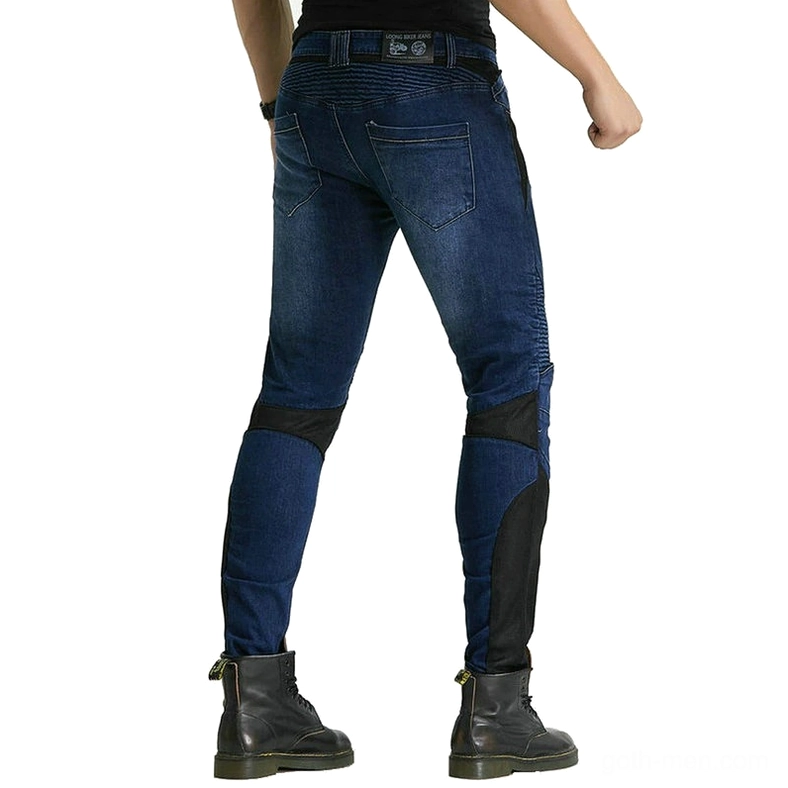 Gothic protection motorcycle jeans with comprehensive reinforcement and armor design