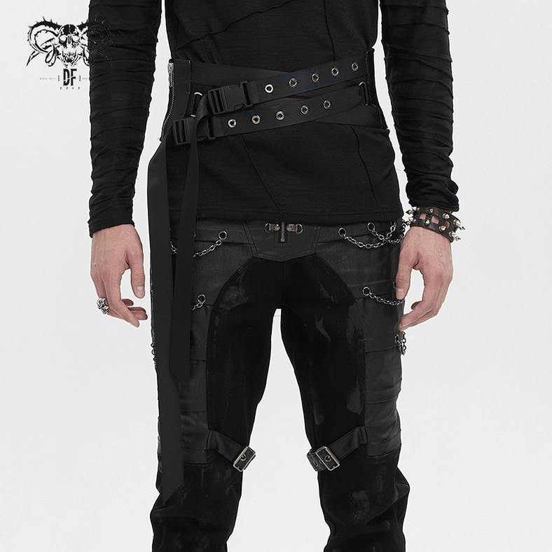 Styled product image of punk corset waist belt showing eyelet details and buckle closure mechanism