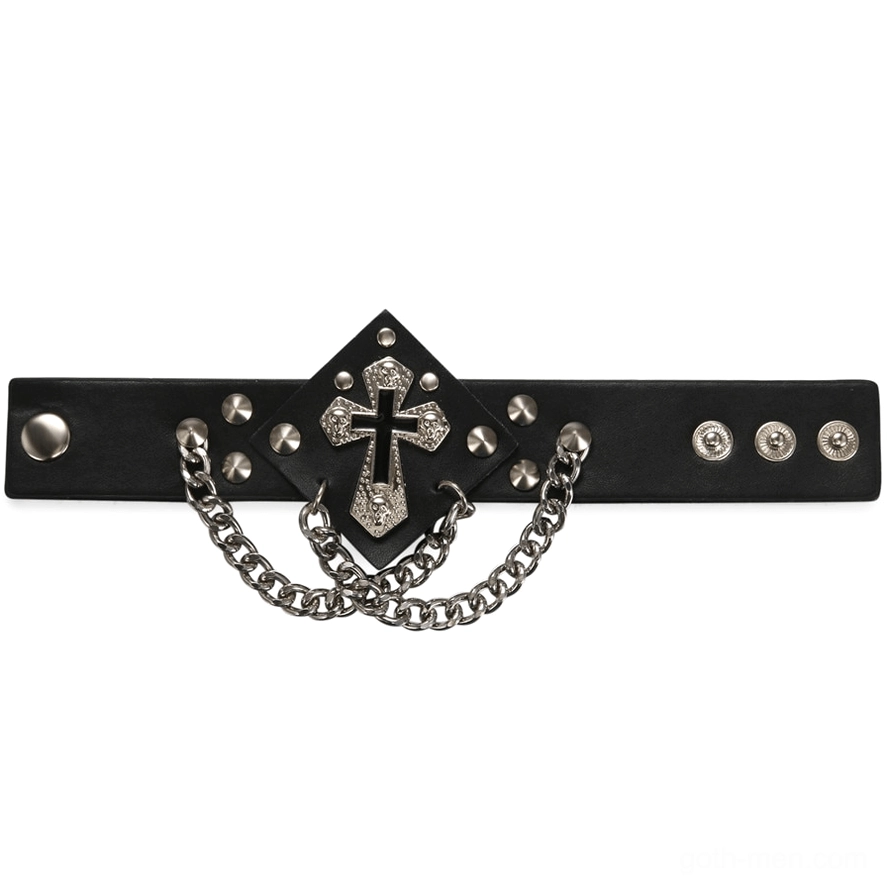Gothic punk bracelet size chart showing wrist fit measurements and dimensions