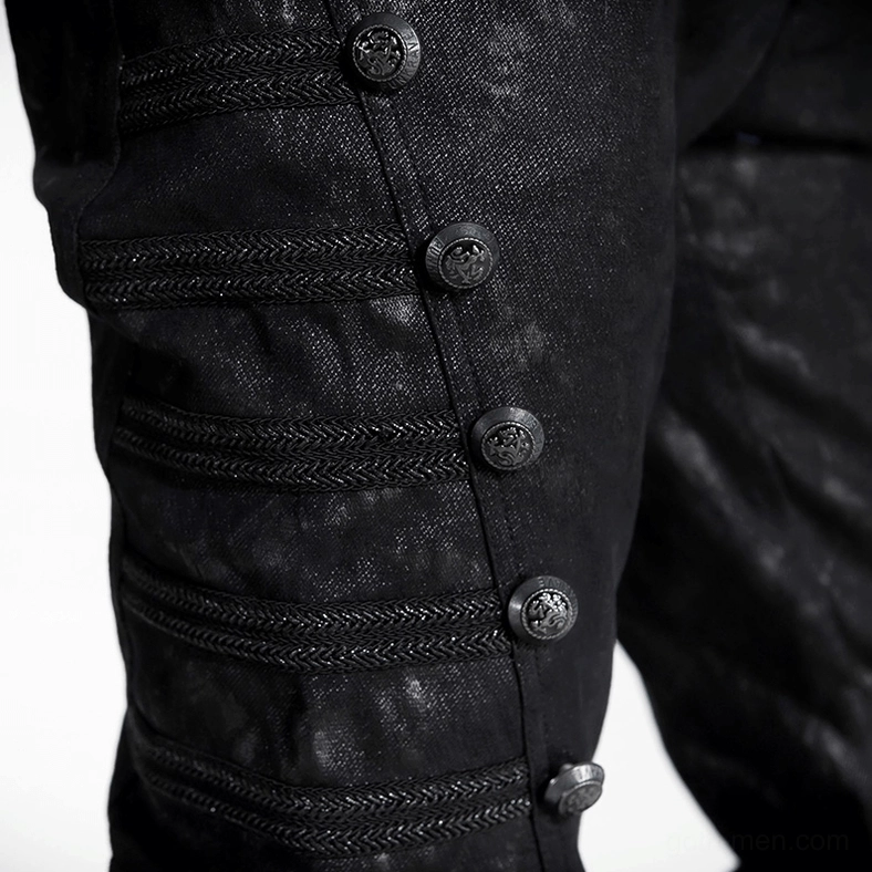 Gothic punk jeans side seam rivet embellishment vertical accent industrial details