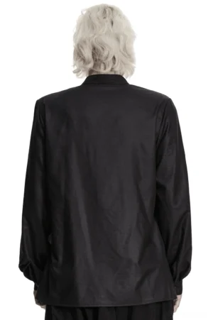 Black gothic punk shirt back view showing minimal design and long sleeves with adjustable cuff straps