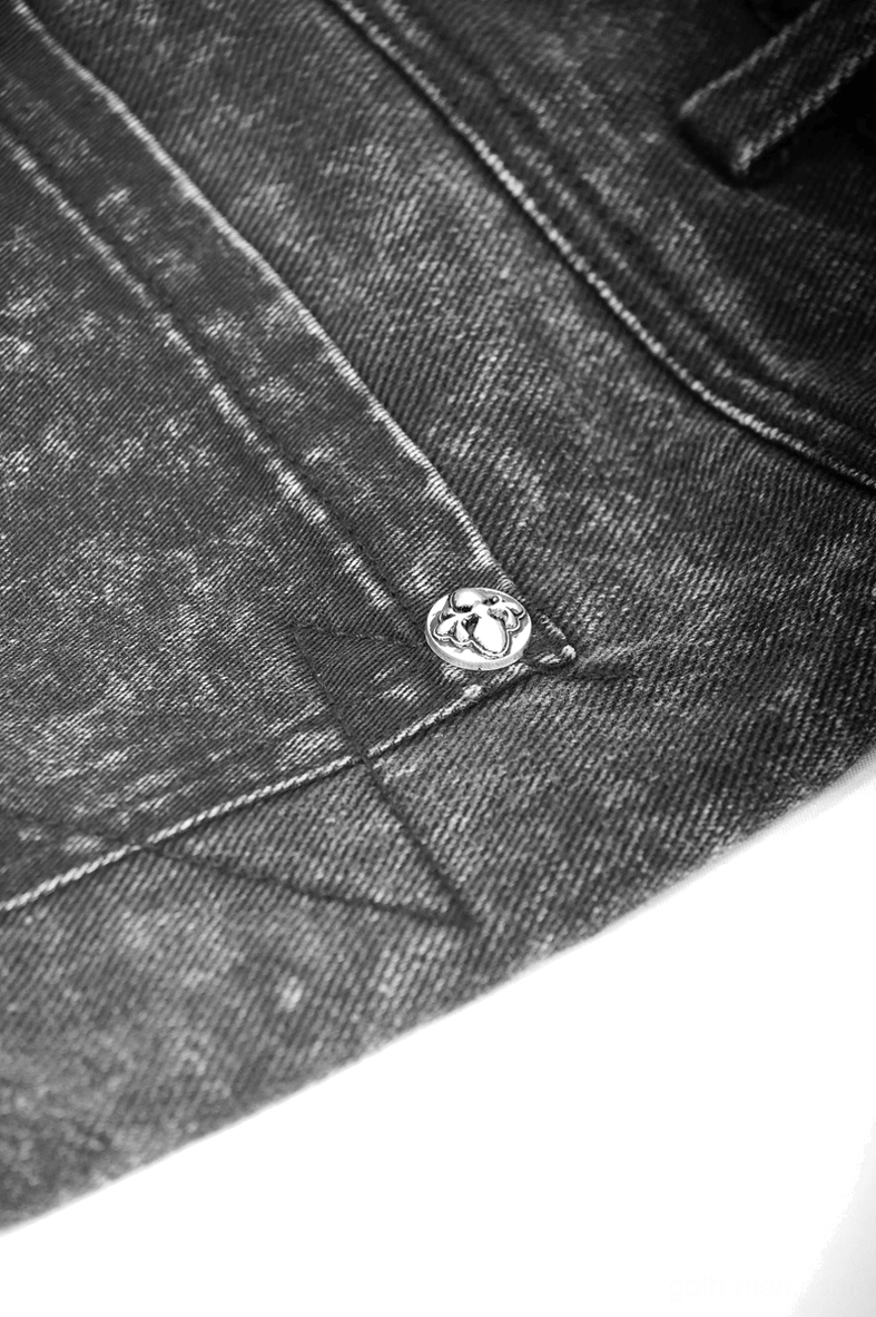 Black gothic punk shorts full product detail showcase displaying all rivet eyelet and distressed design features