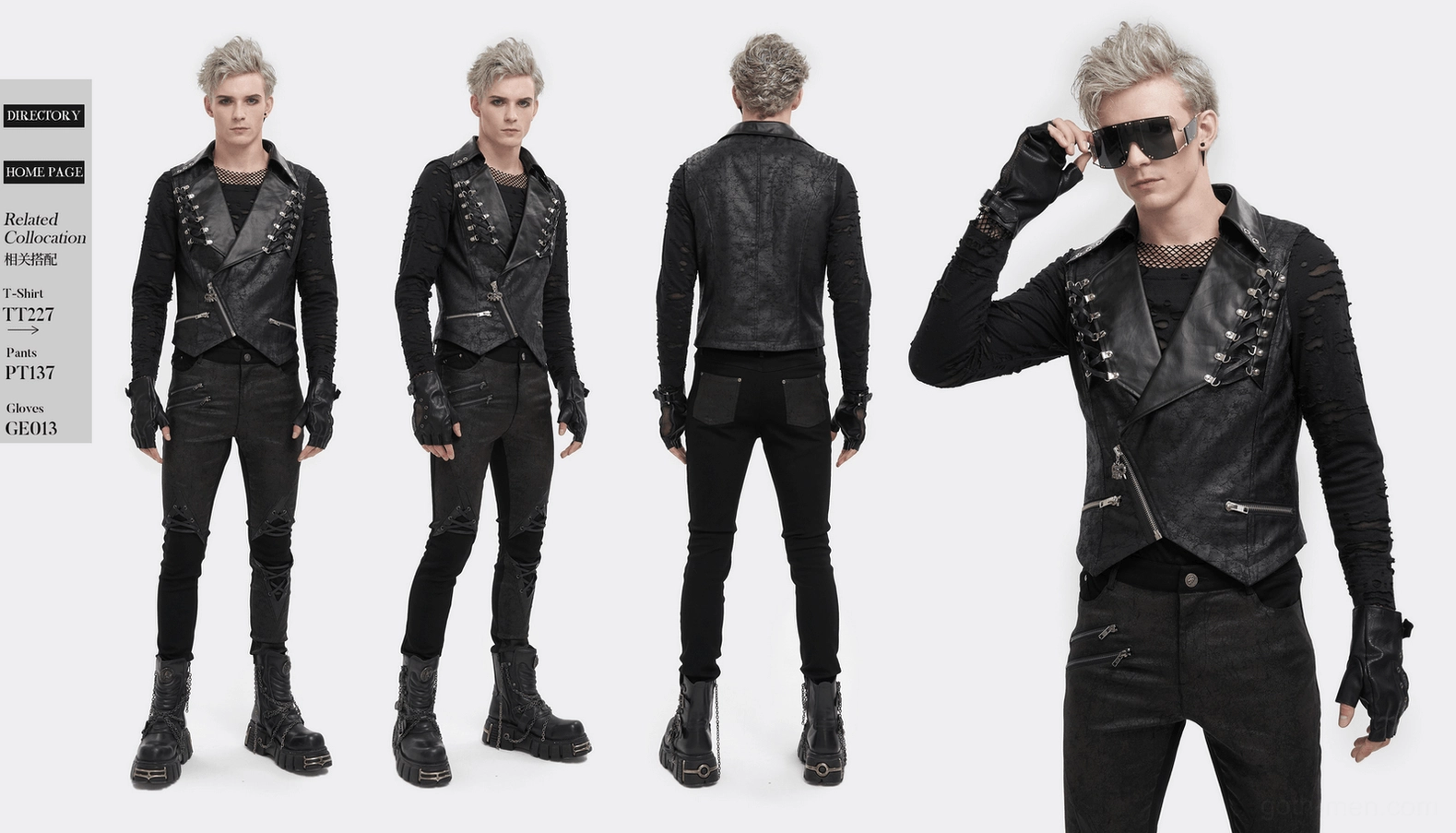 Black gothic vest with cracked texture and metal hardware details representing punk and goth culture