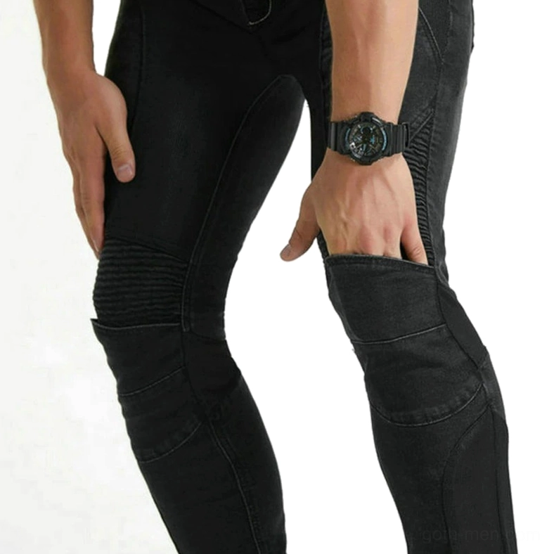 Motorcycle riding protection pants with gothic aesthetic and comprehensive armor system