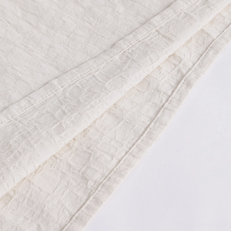 Full presentation of gothic ruffled linen shirt with all ornamental details visible