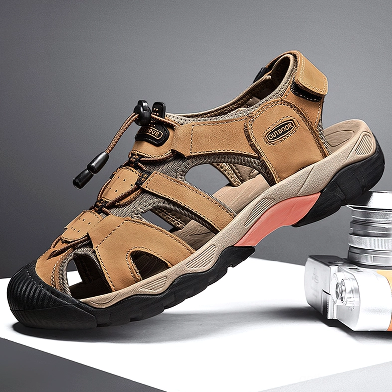 Gothic split leather men's sandals color palette comparison multiple shades
