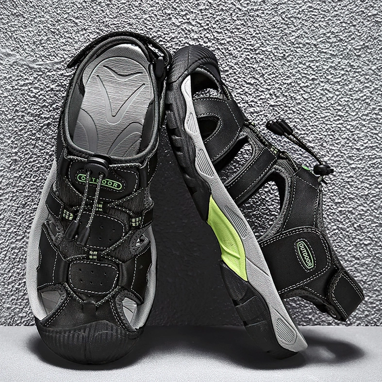 Dark aesthetic gothic men's sandals showing minimalist design philosophy and clean lines