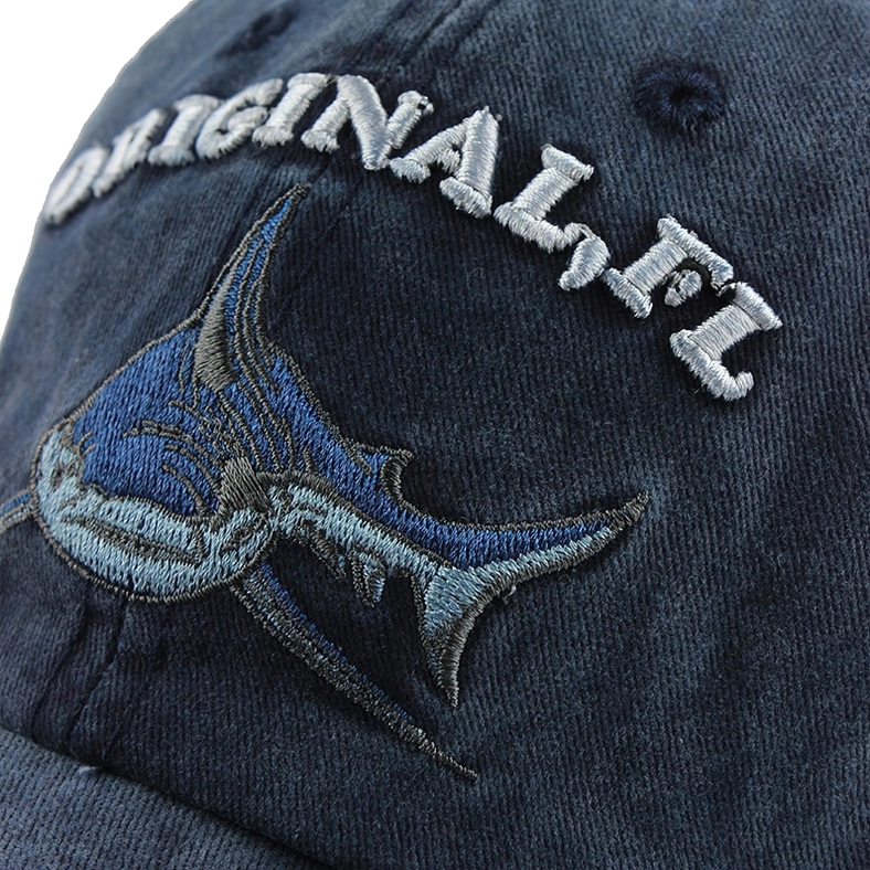 Gothic shark embroidered cap color options navy white khaki brown blue comparison