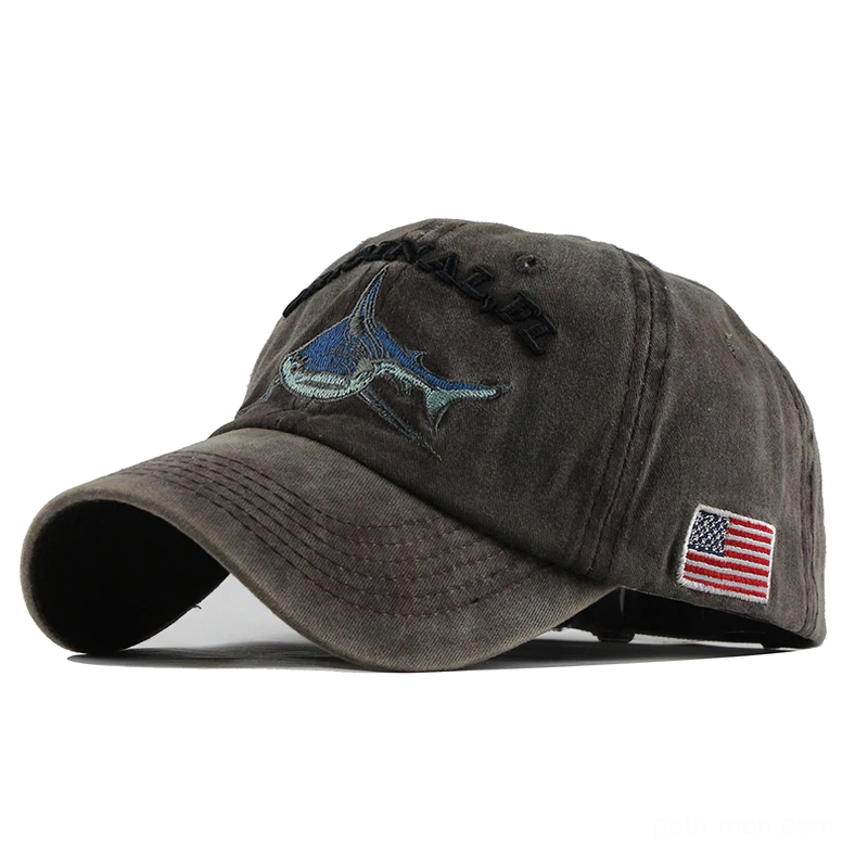Deep brown gothic shark baseball cap with adjustable closure dark aesthetic