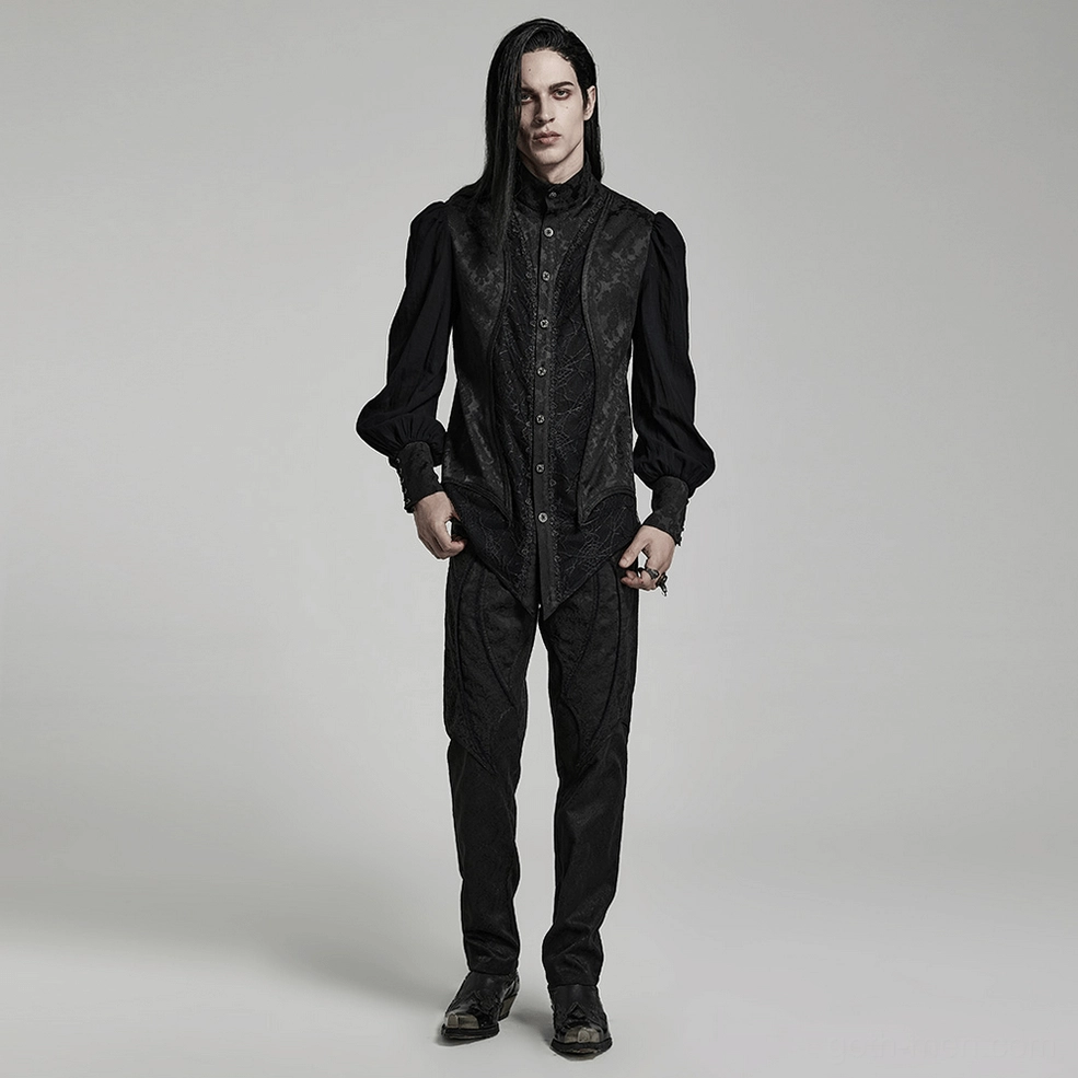 Webbing and 3D cut edge detail of gothic shirt showing reinforced seaming and architectural construction
