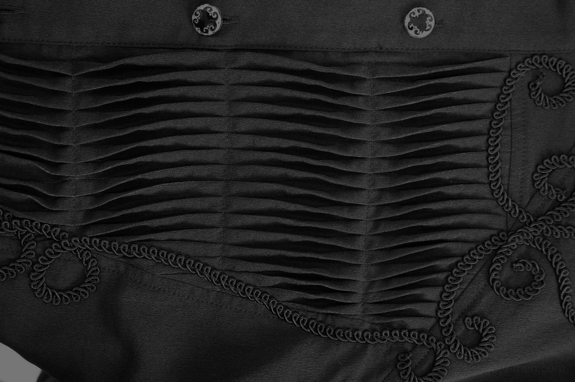 Black gothic shirt sleeve detail showing lantern sleeve design and fitted cuff with lace trim