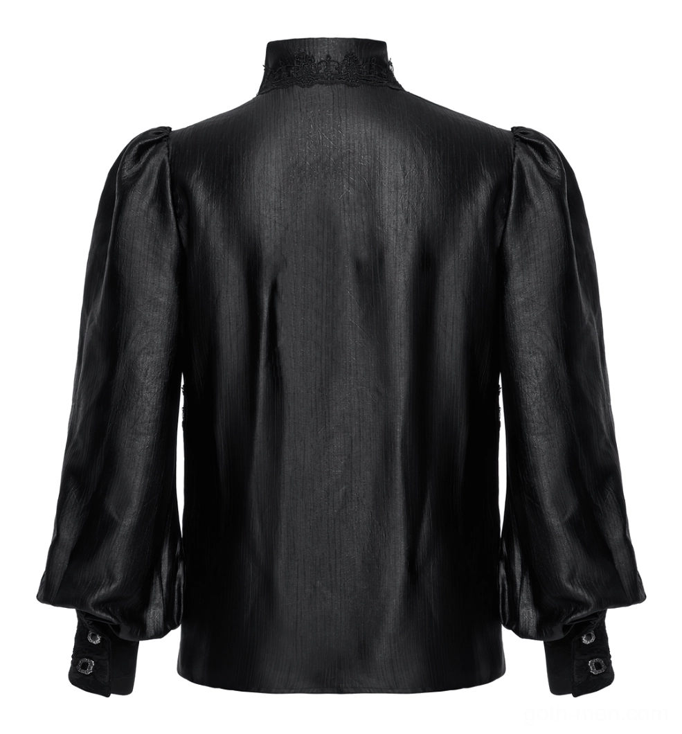 Rear flat display of gothic lace shirt showing smooth back and puffed sleeve structure