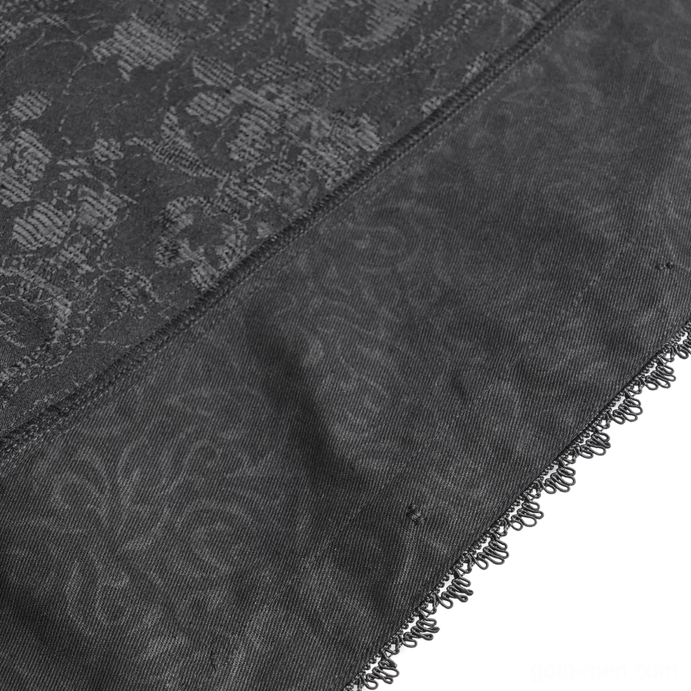 Victorian gothic shirt side profile showing ruffled collar structure and sleeve volume