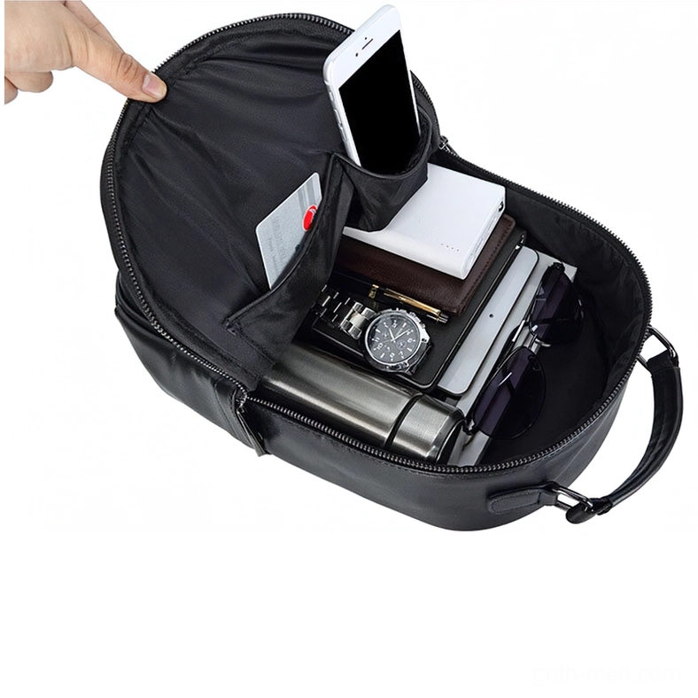 Loaded gothic skull backpack interior with phone, stationery and daily essentials