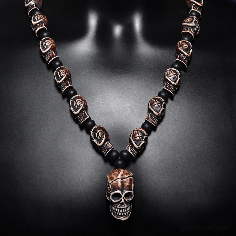 Skull bead gothic necklace layering styling dark aesthetic wear