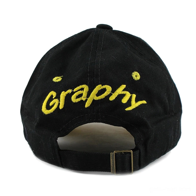 Rear view of gothic snapback showing adjustable snap closure strap with Gaphy signature embroidery