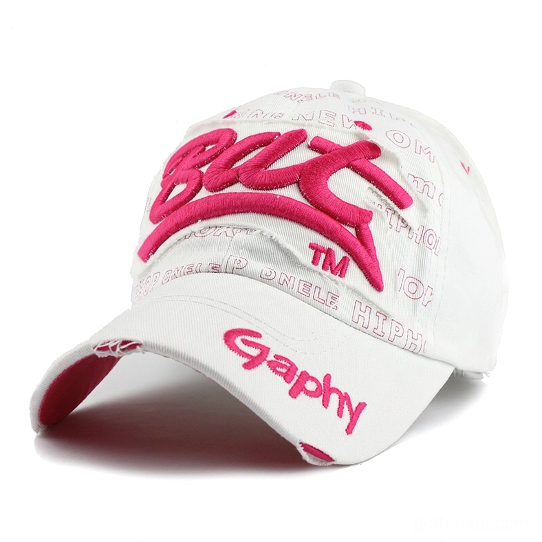 White base gothic snapback with pink 3D BUT embroidery and scattered mini letter details