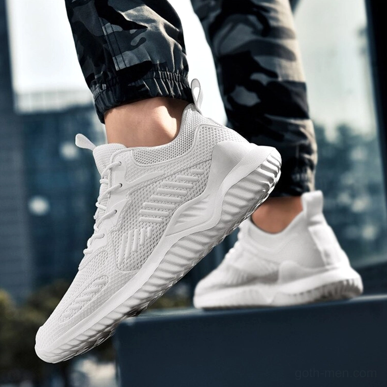 Mesh gothic sneaker construction detail - breathable air mesh upper ribbed texture