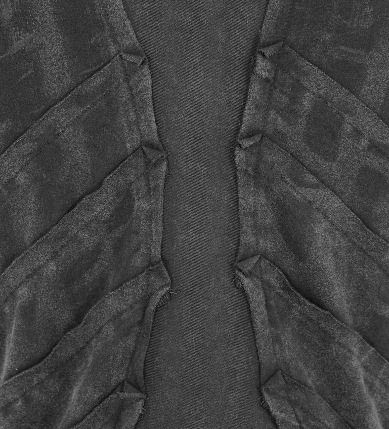 Alternative angle of black gothic spiked sleeveless tank top highlighting overall design and construction