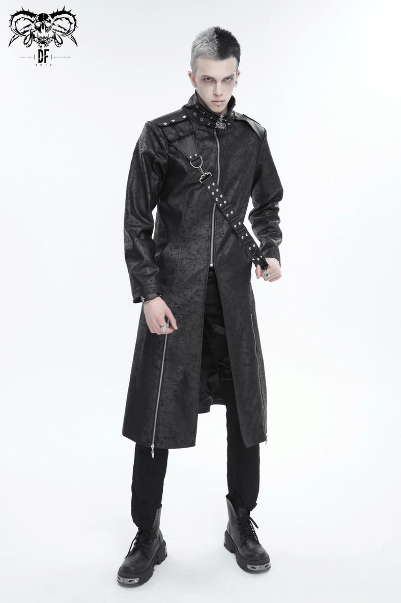 Gothic stand collar split coat size comparison or fit detail showing proportion and silhouette on different body dimensions