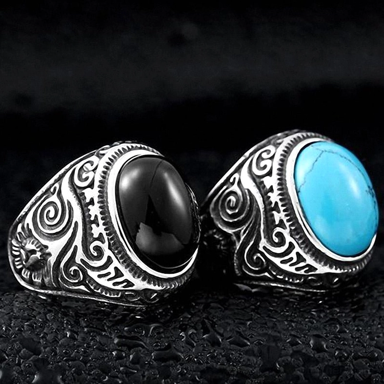 Gothic statement ring with gemstone, bold alternative jewelry, unisex fashion piece